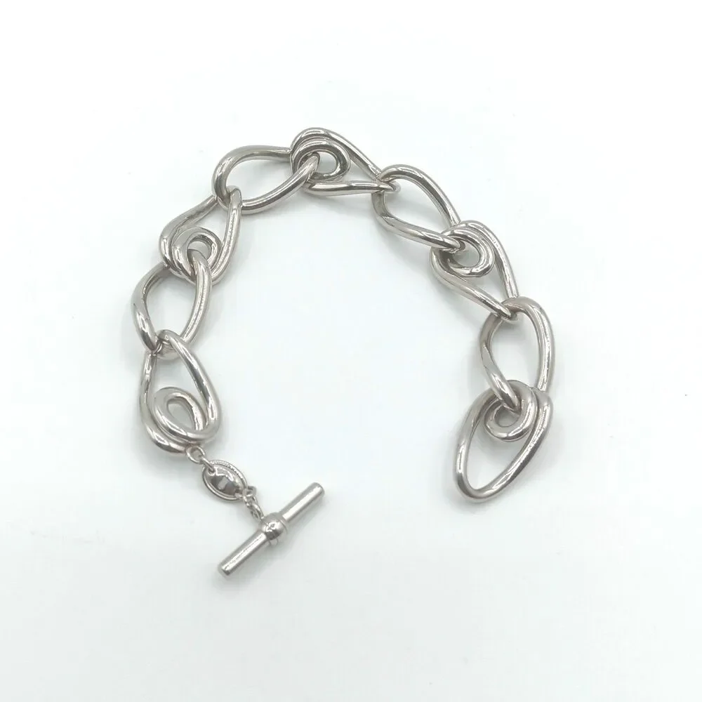 Fossil Chain Link Bracelet 8” Stainless Steel Unisex Toggle Chunky Whimsigoth